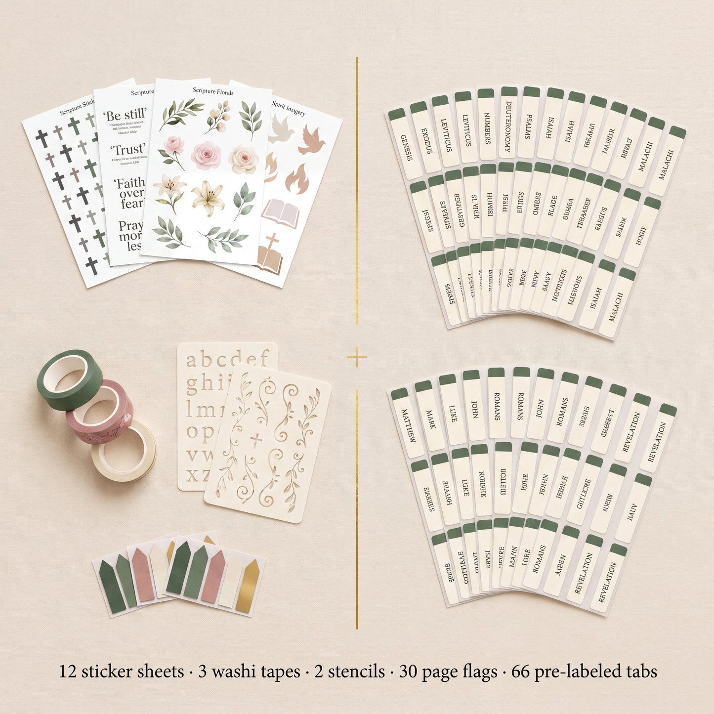Kit de journaling biblique – Kit complet de 130 pièces